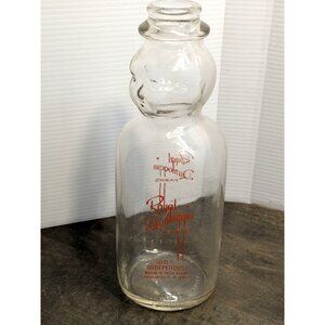 Vintage Royal Dunloggin Farms Baby Face One Side Milk Bottle Red Screen Print